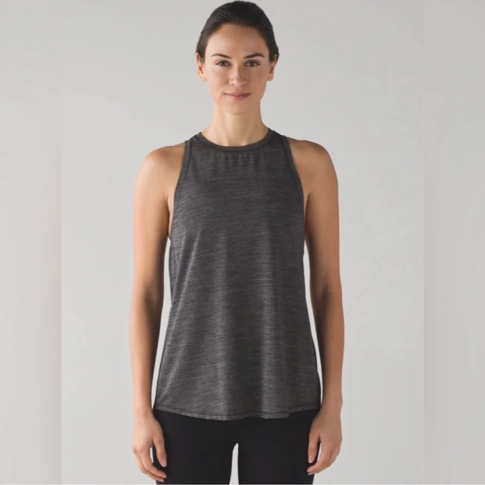 Lululemon Hot Like Agni Singlet‎ Heathered Black lightweight tie back tank top 6